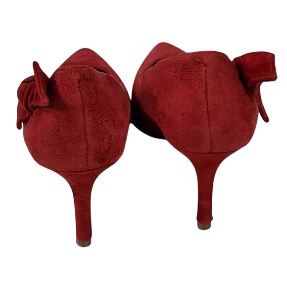 Marc Fisher Thunder red suede leather bow and cut out detail heels size 6.5‎ - Picture 2 of 9